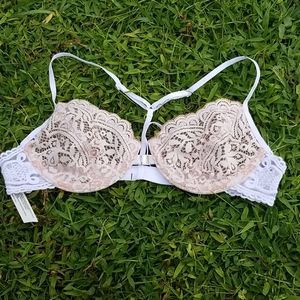 Free People Lace Front Closure T Back Bra